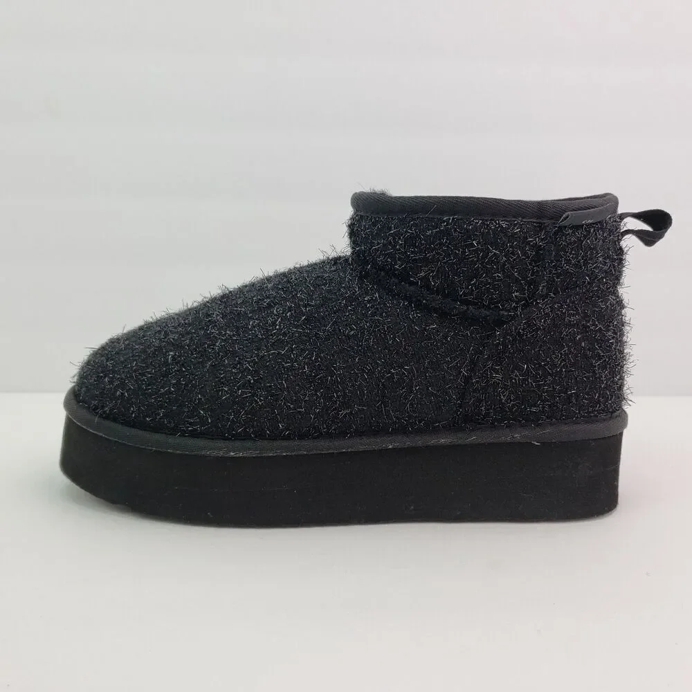 BearPaw Shalini Youth Girls Size 13 Black Sparkle Wool Blend Winter Low Boots